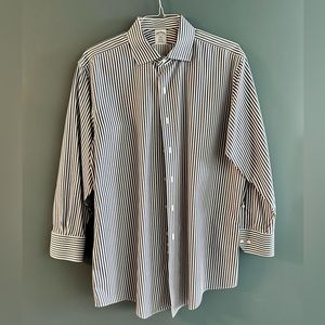 Men’s navy and white striped Brooks Brothers dress shirt - Size 17 2/3” neck